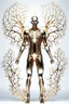 Placeholder: 3D rendering of Expressively detailed and intricate of a hyperrealistic “ man’s body”: front view, scientific, single object, glossy white, shinning gold, vines, tribalism, black background, shamanism, cosmic fractals, octane render, 8k post-production, detailled metalic bones, dendritic, artstation: award-winning: professional full body : a with head looks up , atmospheric: commanding: fantastical: clarity: 16k: ultra quality: striking: brilliance: stunning colors: amazing depth,