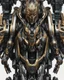 Placeholder: A length,half body hyper-detailed front view of a Cyber-man mech in transformative style, his metallic skin gleaming with intricate textures and intricate details, captured in an ultra-realistic style that blurs the lines between reality and imagination.