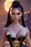 Placeholder: sexy milf, black hair, braids, pony, corset, moon, 8k resolution, high-quality, fine-detail, intricate, fantasy art, detailed matte, volumetric lighting, illustration, 3D