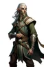 Placeholder: middle aged high elf ranger wearing medieval clothes with hands behind his back