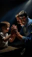 Placeholder: Bosch nightmares paining style Title:a man crying by his hand a sick 4 years old son and the father trying to help him sadly , 8k artistic photography, photorealistic concept art, soft natural volumetric cinematic perfect light, chiaroscuro, award-winning photograph, masterpiece, oil on canvas, Raphael, Caravaggio, Greg Rutkowski, people, beksinski, Giger