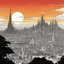 Placeholder: [inking by Noir Sequential Pages: star wars] the iconic skyline of naboo at sunset