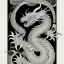 Placeholder: Ukiyo-e styled art, black and white dragon, full picture