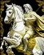 Placeholder: Alexander the Great on his horse fine intricate hyper-detailed ink art yellow cream silver and white full body 8k artwork