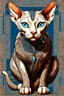 Placeholder: art by Boris Kostygov, intricate detailed Sphynx siamese cat with blue eyes