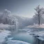 Placeholder: highly detailed frozen over lake landscape, illustration, cinematic lighting, 4k, 8k, octane render, digital concept art, trending on artstation, pinterest, extremely detailed, ambient lighting.