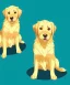 Placeholder: Cute golden retriever puppy dog sitting down looking up , plain background