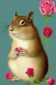 Placeholder: adorable chipmunk holds a diamond, roses on the beach, soft rounded edges, gentle, serene, magical, pastel colours, dynamic lighting, a masterpiece, surreal, Catrin Welz Stein style in sunshine