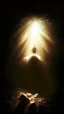 Placeholder: Figure on the scree cone of an underground room dimly lit by sunbeams diffuse, coming from a well located forty meters above.