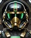 Placeholder: star wars bald male corellian pilot wearing black and bright gasoline green First Order special forces TIE pilot commando armored flightsuit and helmet with gold trim inside the jedi temple, centered head and shoulders portrait, hyperdetailed, dynamic lighting, hyperdetailed background, 8k resolution, volumetric lighting, light skin, fully symmetric details