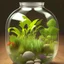 Placeholder: a glass jar terrarium filled with plants, highly detailed,