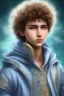 Placeholder: beautiful 12 year old arabic boy with curly hair and light blue eyes