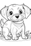 Placeholder: outline art for Puppy (Dog) coloring pages with sitch, white background, Sketch style, full body, only use outline, toddlers style, clean line art, white background, no shadows and clear and well outlined.