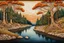 Placeholder: mixed-media picture of a river and trees, created in the style of Bohdan Pylypiv — combining pyrography with delicate watercolor accents. The main outlines and facial features are rendered with fine woodburned lines. Modifiers: highly detailed digital painting elegant masterpiece crisp quality Jacek Yerka dramatic colors highly detailed textures highly detailed highly detailed highly detailed elegant digital painting Crisp and clean digital painting highly detailed Jacek Yerka highly detailed hi