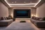 Placeholder: a dedicated home cinema room with LED ambient lighting in the walls