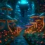 Placeholder: small space pod inside psychedelic mushroom grove, 8k, down-light, soft light, depth of field, photo realism, trending on art station, high detail