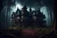 Placeholder: realistic scene surrealis horror mansion in the forest, cinematic, dramatic lighting
