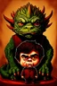 Placeholder: A portrait of an odd but strangely beautiful yet odd little humanoid creature named Herve Villechaize in the role of "Tyrion Lannister" from "Game of Thrones" with a dragon in the background Modifiers: very cute Norman Rockwell style of Bobby Chiu style of Chris Ryniak