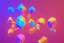 Placeholder: 3D colorful geometric installation, simplistic, studio lighting, C4D, 16k, Behance, Artstation, centered, top down camera, vibrant