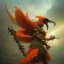 Placeholder: an ibis warrior in orange and green full battle armor, a highly detailed illustration, background of giant crashing ocean waves, realistic render, 8 k, micro detail, intricate, elegant, centered, digital painting, Artstation, smooth, sharp focus, illustration, artgerm, tomasz alen kopera, peter mohrbacher, donato giancola, joseph christian leyendecker, wlop, boris vallejo