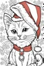 Placeholder: outline art for cute christmas style coloring pages with cat, white background, sketch sytle, only use outline, clean line art, white background, no shadows and clear and well outlined