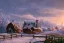 Placeholder: A 3D scene of a cute barn, December, snow, Pixar, Dreamworks, Disney, C4D, fun