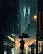 Placeholder: An atmospheric, noir-style illustration of a rainy cityscape at night, featuring glowing streetlights reflecting off the wet pavement, towering Art Deco skyscrapers, and a mysterious figure holding an umbrella, evoking a sense of intrigue and timelessness.