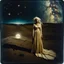 Placeholder: Photorealistic polaroid nothingness and distressing anguish old wooden figure wasteland night Max Ernst Hieronymus Bosch, Gustav Klimt, shot on Hasselblad, stars, movie shot, details of the dress accentuated, nightmare, hypermaximalist