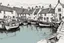 Placeholder: English fishing village light hb pencil line art minimalist