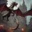 Placeholder: Dragon in a medieval city, Photorealism, Cinematic