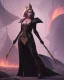 Placeholder: old evil queen in black leather gown, femme fatale, volouptous, busty, cleavage, angry, emperious, 8k resolution concept art portrait by Greg Rutkowski,