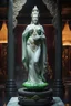 Placeholder: highly detailed marble and jade statue on a plint of the goddess of love. big bosom,. . full body shot, invisible gloves, , volumetric fog, Hyperrealism, breathtaking, ultra realistic, unreal engine, ultra detailed, cyber background, Hyperrealism, cinematic lighting, highly detailed, breathtaking, stunning temple environment