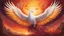 Placeholder: A majestic phoenix rises from the ashes, its plumage ablaze in vibrant shades of maroon, orange, and golden yellow, as a serene white dove watches from a nearby branch, surrounded by warm, sunset hues.