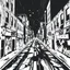 Placeholder: dirty back streets ghettoblaster abstract particles waves length sonic capacity black and white cube