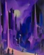 Placeholder: A purple realm with ghostly eyes painted by Lyonel Charles Feininger