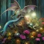 Placeholder: closeup of stunning baby dragon, iridescent wings, glittery scales, in forest with globes of light, flowers, 8k resolution, 3D octane render, intricate, sharp, crisp, digital art, detailed matte, volumetric lighting George Grie, Anne Dittman, Anne Stokes, Lisa Parker, Selina French, greg rutowski