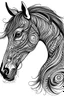 Placeholder: realistic horse head tattoo idea, line art, background, vector, svg, black outline on white background, leave plenty of white space beetween lines for coloring, tattoo style, tattoo idea,full body, minimalist