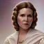 Placeholder: hyperspace background, complete and photo realistic detailed head to waist stunning photo realistic portrait of carrie fisher as Princess Leia in star wars with photo realistic updo hair by Mandy Jurgens and mucha and Richard Schmid and chuck close and chie yoshii, extraordinary and detailed ceremony dress of star wars,brown eyes