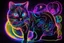 Placeholder: Black light art, neon cat