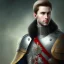 Placeholder: Portrait of a prince in armor, without beard.Has grey eyes, black hair.