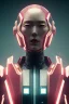 Placeholder: MCU Portrait, Front image. cyberpunk Asian sweet woman, pink short hair. Ceramic rabbit mask, latex suit. Red, black, gold, color. Punk style. highly detailed, concept art, smooth, unreal engine 5, god rays, ray tracing, RTX, lumen lighting, ultra detail, volumetric lighting, 3d, finely drawn, high definition, high resolution.