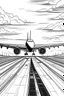 Placeholder: Outline art, no shading, plane on the road, cartoon style, black and white, low detail, --ar 9:11