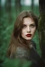 Placeholder: Face portrait of a beautiful Polish young woman taken by a Mamiya M645 camera with a portrait lens on classic medium-format film, red lips, natural skin, with fine sloes, visible pores, green-grey eyes, semi-hard light,