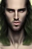 Placeholder: 4K Ultra-HD -- a man, long black hair, extreme slanted eyebrows, green eyes, thick lips, square jaw, dent in chin, goatee, full body image --4k Ultra-HD--Hyper realistic--Cinema lighting