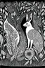 Placeholder: Black and white abstract fox and the hare