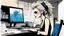 Placeholder: [in her dark office with a pervert smile, by Ralph Steadman] Name: Nancy Occupation: Mid-level Contract Demon at Infernal Affairs Inc. Features: Hair: blonde with a sauerkraut hairdo Skin: light Eyes: blue Build: athletic and curvy Extra Details: small horns