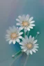 Placeholder: rising bubbles from tiny hole in the floor fills the view with light and pastel shades, intricate detail , light emits from the bottom, many plethora of white daisy's float in the water, watercolours style realistic