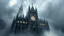 Placeholder: A majestic Gothic cathedral rises, shrouded in mist with beams of light piercing the gloom, accentuating its intricate architecture.