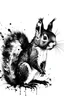 Placeholder: Watercolor black and white abstract squirrel