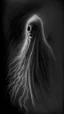 Placeholder: pencil drawing of ghost, Spooky, scary, halloween, black paper